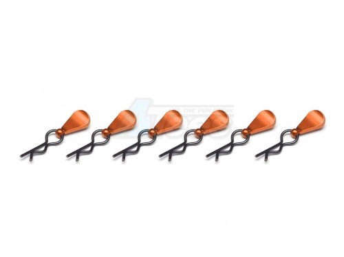 GPM Racing Miscellaneous All Body Clips + Aluminium Mount For 1/10 To 1/18 Models - 6Pcs Set Orange