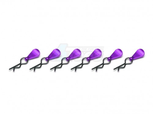 GPM Racing Miscellaneous All Body Clips + Aluminium Mount For 1/10 To 1/18 Models - 6Pcs Set Purple