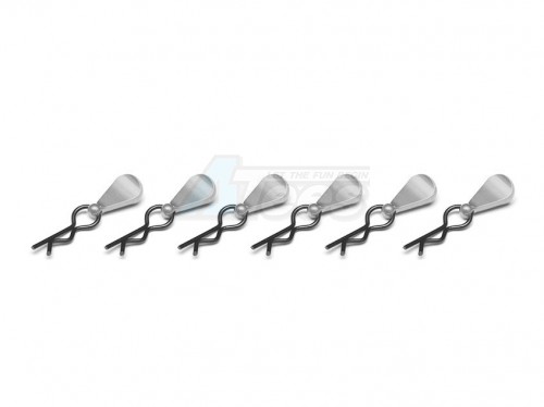 GPM Racing Miscellaneous All Body Clips + Aluminium Mount For 1/10 To 1/18 Models - 6Pcs Set Silver