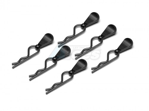 GPM Racing Miscellaneous All Body Clips + Aluminium Mount For 1/5 To 1/8 Models - 6Pcs Set Black