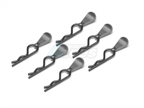 GPM Racing Miscellaneous All Body Clips + Aluminium Mount For 1/5 To 1/8 Models - 6Pcs Set Gun Metal