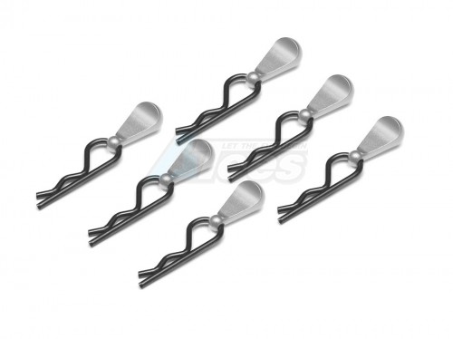 GPM Racing Miscellaneous All Body Clips + Aluminium Mount For 1/5 To 1/8 Models - 6Pcs Set Silver