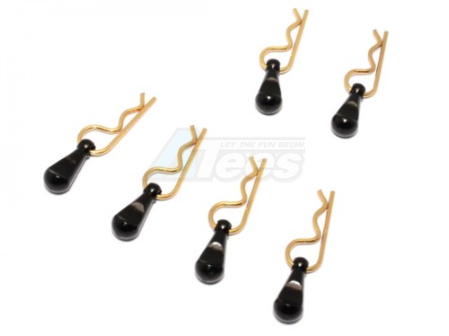 GPM Racing Miscellaneous All Body Clips + Aluminium Mount For 1/36 To 1/16 Models - 6Pcs Set Black
