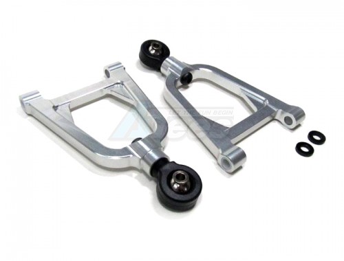 GPM Racing HPI Baja 5B RTR/5B SS/5T Aluminum Front Upper Arm With Nylon Black Ball Ends - 1 Pair Set (baja 5b/5b SS/5t) Silver