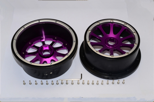 GPM Racing HPI Baja 5B RTR/5B SS/5T Nylon Front Rims Frame With Aluminum 10 Poles Beadlock 1 Pair Set ( Suitable For Original Tires ) ( Baja 5b/5b Ss ) Purple