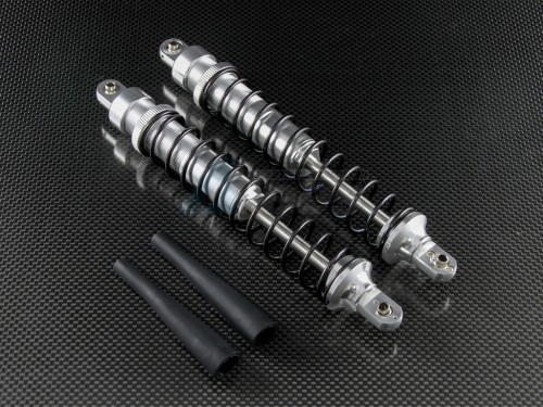GPM Racing HPI Baja 5B RTR/5B SS/5T Aluminum Front Adjustable Spring Damper (186mm) With Silicone Cover & Aluminum Ball Ends - 1pr Set - Damper Oil 1000 Viscosity (baja 5b/5b Ss/5t) Silver