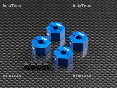 GPM Racing HPI Bullet 3.0 Aluminum Hex Adapter 14mm Diameter With 9mm Thickness-4pcs Set Blue