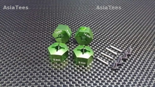 GPM Racing HPI Bullet 3.0 Aluminum Hex Adapter 14mm Diameter With 9mm Thickness-4pcs Set Green