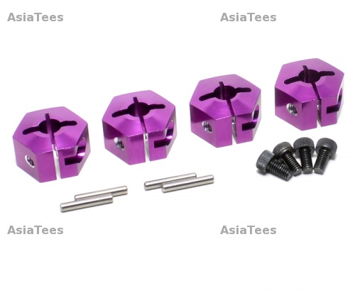 GPM Racing HPI Bullet 3.0 Aluminum Hex Adapter 14mm Diameter With 9mm Thickness-4pcs Set Purple