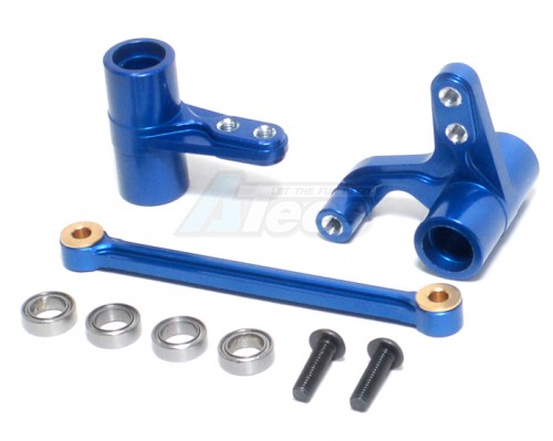 GPM Racing HPI Bullet MT 3.0 Aluminum Steering Assembly With Bearings - 3pcs Set Blue
