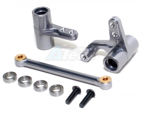 GPM Racing HPI Bullet MT 3.0 Aluminum Steering Assembly With Bearings - 3pcs Set Gun Metal