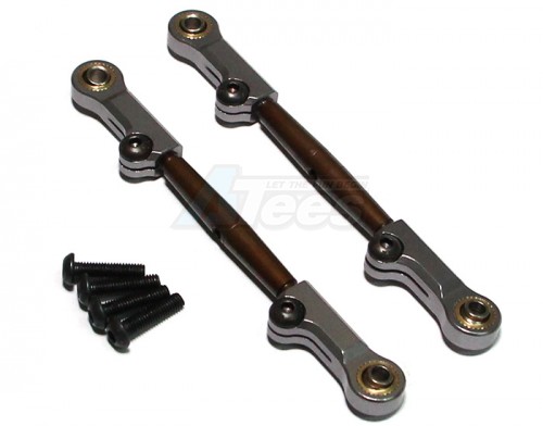 GPM Racing HPI Bullet 3.0 Spring Steel Rear Adjustable Tie Rod With Aluminum Ends (4MM Anti Cross-Thread To Extend 78MM-85MM) - 1Pair Set Gun Metal
