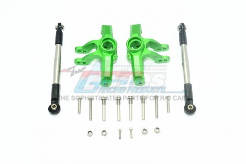 GPM Racing Team Losi Baja Rey Aluminum Front Knuckle Arm + Stainless Steel Adjustable Tie Rods - 18Pcs Set Green