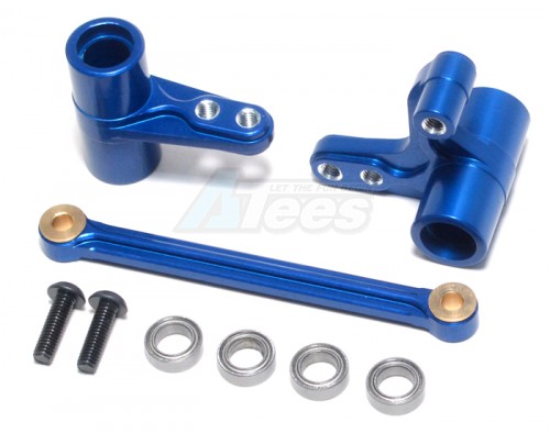 GPM Racing HPI Bullet 3.0 Aluminum Steering Assembly With Bearings - 3pcs Set Blue