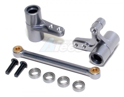 GPM Racing HPI Bullet 3.0 Aluminum Steering Assembly With Bearings - 3Pcs Set Gun Metal