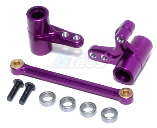 GPM Racing HPI Bullet 3.0 Aluminum Steering Assembly With Bearings - 3Pcs Set Purple