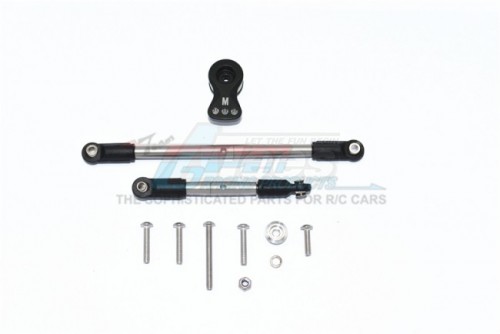 GPM Racing Tamiya CC02 Aluminium Servo Horn With Stainless Steel Adjustable Steering Link - 11Pcs Set Black