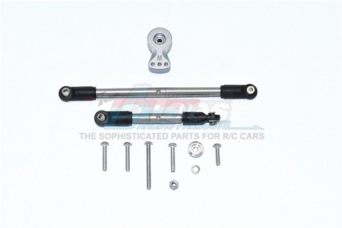 GPM Racing Tamiya CC02 Aluminium Servo Horn With Stainless Steel Adjustable Steering Link - 11Pcs Set Gun Metal