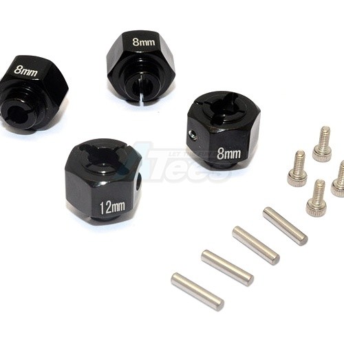 GPM Racing HPI Crawler King Aluminium Hex Adapter (12X8MM) - 4Pcs Set Black