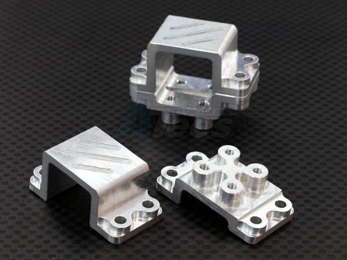 GPM Racing Tamiya CR01 Aluminum Front Or Rear Gear Box Mount - 4pcs Set Silver