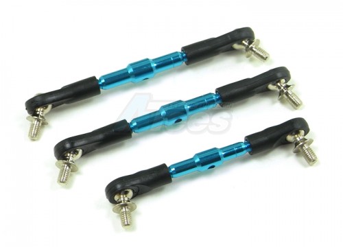 GPM Racing Tamiya DF-02 Aluminum Completed Tie Rod With 5.8mm Balls - 3pcs Set Blue