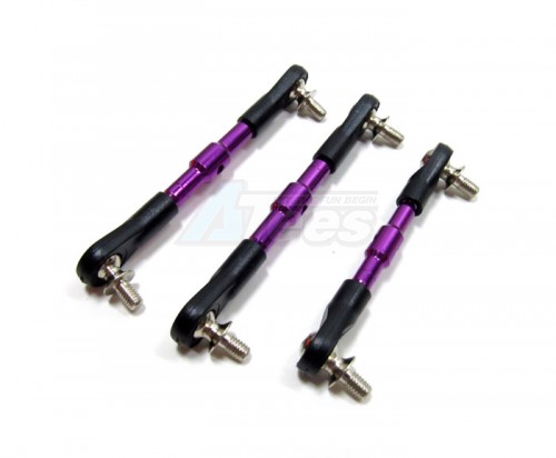 GPM Racing Tamiya DF-02 Aluminum Completed Tie Rod With 5.8mm Balls - 3pcs Set Purple