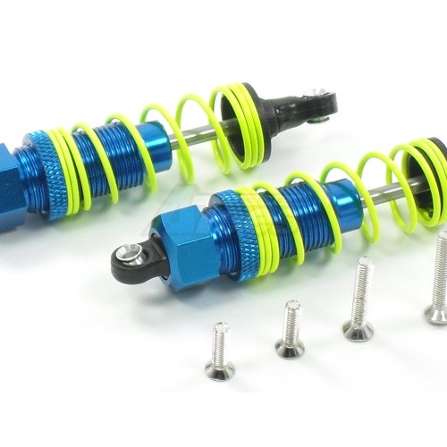 GPM Racing Miscellaneous All Aluminum Front Adjustable Shocks (75MM) With Plastic Ball Top & Screws - 1 Pair Blue