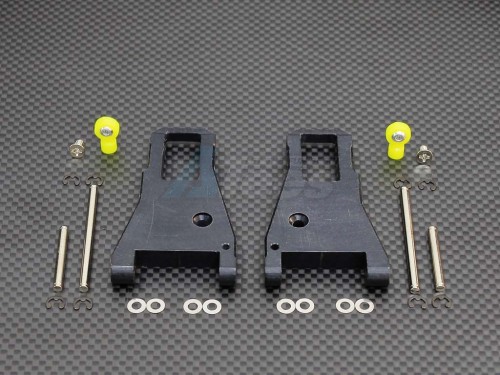 GPM Racing HPI Nitro RS4 3 Evo Delrin Front Arm With Pins & E - Clips & Shims & Screws 1 Pair Set Black