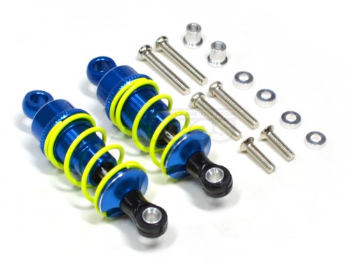 GPM Racing HPI Sprint 2 Aluminum Ball Top Damper (55mm) With 1.5mm Coil Spring & Aluminum Collars & Washers & Screws - 1pr Set Blue