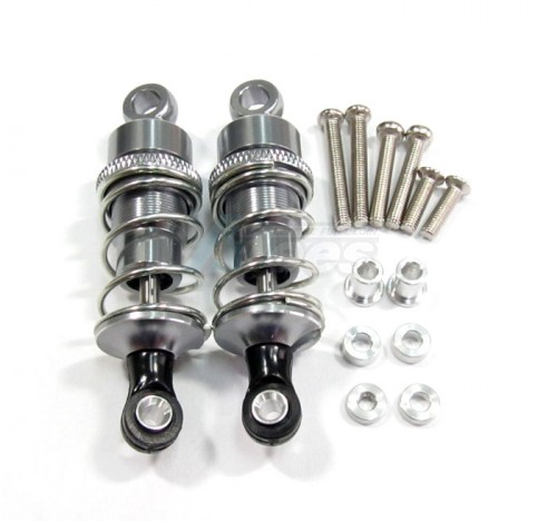 GPM Racing HPI Sprint 2 Aluminum Ball Top Damper (55mm) With 1.5mm Coil Spring & Aluminum Collars & Washers & Screws - 1pr Set Gun Metal