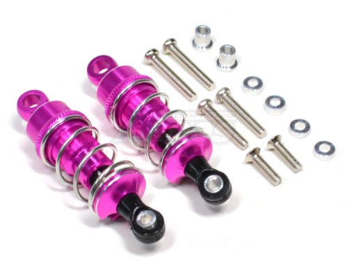 GPM Racing HPI Sprint 2 Aluminum Ball Top Damper (55mm) With 1.5mm Coil Spring & Aluminum Collars & Washers & Screws - 1pr Set Pink