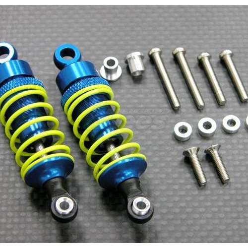 GPM Racing Miscellaneous All Aluminum Ball Top Damper (60mm) With 1.5mm Coil Spring & Aluminum Collars & Washers & Screws - 1pr Set