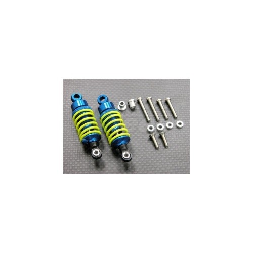 GPM Racing Miscellaneous All Aluminum Ball Top Damper (60mm) With 1.5mm Coil Spring & Aluminum Collars & Washers & Screws - 1pr Set Blue