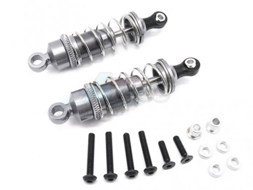 GPM Racing Miscellaneous All Aluminum Ball Top Damper (65mm) With 1.5mm Coil Spring & Aluminum Collars & Washers & Screws - 1pr Set Gun Metal