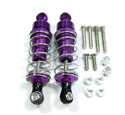 GPM Racing Miscellaneous All Aluminum Ball Top Damper (65mm) With 1.5mm Coil Spring & Aluminum Collars & Washers & Screws - 1pr Set Purple
