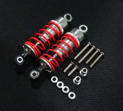 GPM Racing Miscellaneous All Aluminum Ball Top Damper (65mm) With 1.5mm Coil Spring & Aluminum Collars & Washers & Screws - 1pr Set Silver