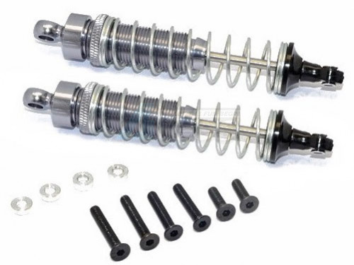 GPM Racing Miscellaneous All Aluminum Ball Top Damper (70mm) With 1.2mm Coil Spring & Aluminum Collars & Washers & Screws - 1pr Set Gun Metal