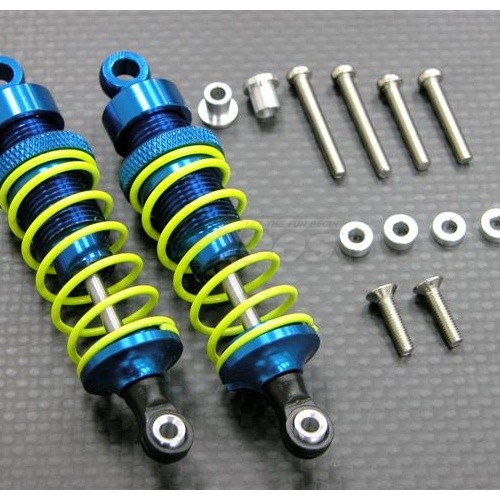 GPM Racing Miscellaneous All Aluminum Threaded Shocks 75MM 1 Pair Blue With Black Ends