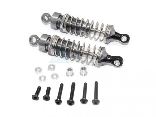 GPM Racing Miscellaneous All Aluminum Ball Top Damper (75mm) With 1.2mm Coil Spring & Aluminum Collars & Washers & Screws - 1pr Set Gun Metal