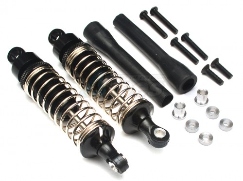 GPM Racing Miscellaneous All Aluminum Ball Top Damper (80mm) With 1.2mm Coil Spring & Aluminum Collars & Washers & Screws & Dust-proof Black Plastic Cover - 1pr Set Black