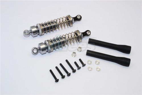 GPM Racing Miscellaneous All Aluminum Ball Top Damper (80mm) With 1.2mm Coil Spring & Aluminum Collars & Washers & Screws & Dust-proof Black Plastic Cover - 1pr Set Gun Metal