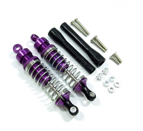 GPM Racing Miscellaneous All Aluminum Ball Top Damper (80mm) With 1.2mm Coil Spring & Aluminum Collars & Washers & Screws & Dust-proof Black Plastic Cover - 1pr Set Purple