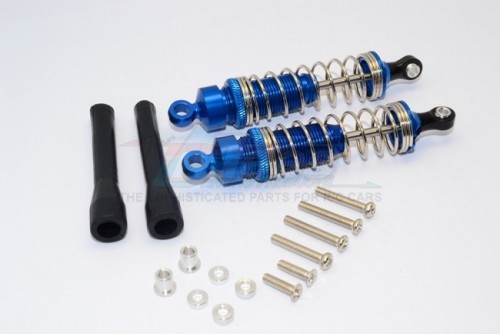 GPM Racing Team Associated RC10GT2 Offroad - Aluminum Ball Top Damper (85mm) With Aluminum Collars & Washers & Screws & Dust-proof Black Plastic Cover - 1pr Set Blue