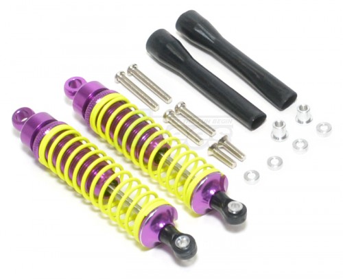 GPM Racing Miscellaneous All Aluminum Ball Top Damper (90mm) With 1.2mm Coil Spring & Aluminum Collars & Washers & Screws & Dust-proof Black Plastic Cover - 1pr Set Purple