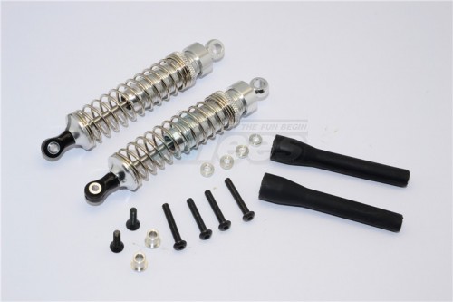 GPM Racing Miscellaneous All Aluminum Ball Top Damper (90mm) With 1.2mm Coil Spring & Aluminum Collars & Washers & Screws & Dust-proof Black Plastic Cover - 1pr Set Silver