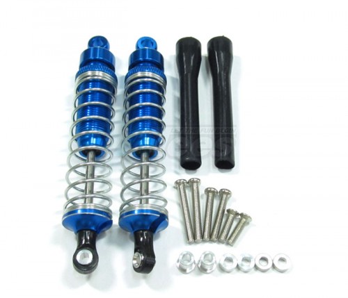 GPM Racing Miscellaneous All Aluminum Ball Top Damper (95mm) With 1.2mm Coil Spring & Aluminum Collars & Washers & Screws & Dust-proof Black Plastic Cover - 1pr Set Blue