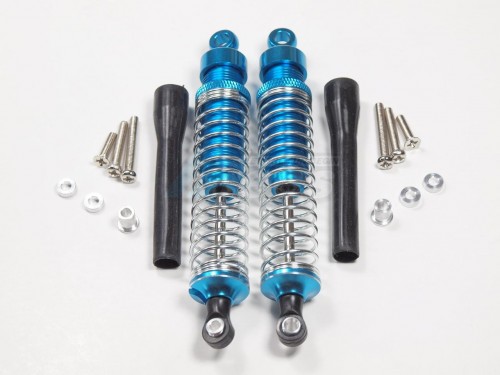 GPM Racing Miscellaneous All Aluminum Oil-Filled Pro Threaded Shocks 100MM 1 Pair Blue (Silver Springs)