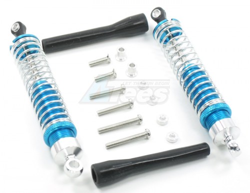 GPM Racing Miscellaneous All Aluminum Oil-Filled Pro Threaded Shocks 100MM 1 Pair (Silver Top) Blue