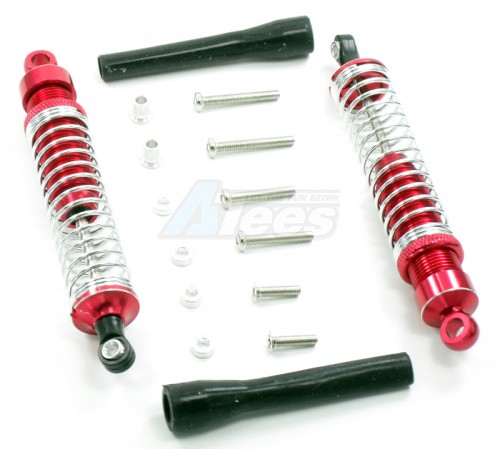 GPM Racing Miscellaneous All Competition Aluminum Ball Top Threaded Shocks 100MM (2) Red (Silver Springs)