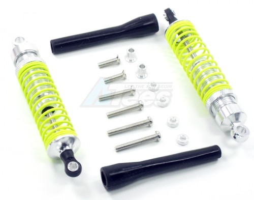 GPM Racing Miscellaneous All Competition Aluminum Ball Top Threaded Shocks 100MM (2) Silver (Yellow Springs)